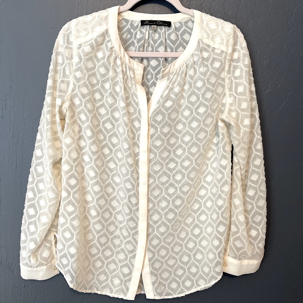 Rose and olive button down shirt size small